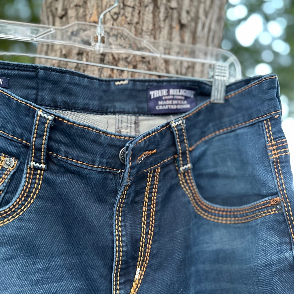 True Religion Designers Men's Dark Blue Relaxed Jeans Button Flap Backpockets - Picture 6 of 6